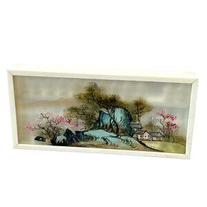 Vintage Wooden Abacus With Hand-Painted Landscape Backdrop